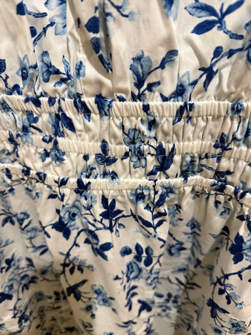 French Connection White Maxi ( or Midi) Dress with Blue Floral Print NWT LARGE - Picture 5 of 8